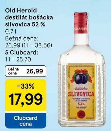 Old Herold destilát bošácka slivovica 52%, 0,7 l