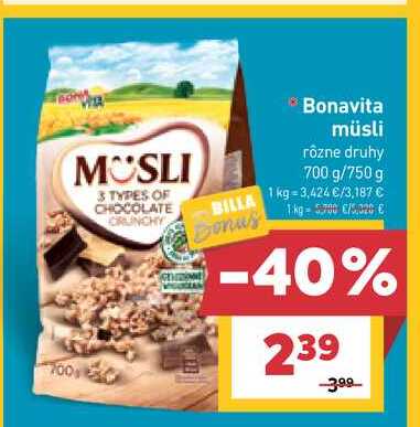 Bonavita müsli rôzne druhy 700 g/750 g