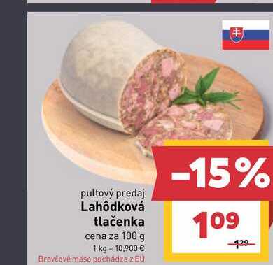 Lahôdková tlačenka cena za 100 g 