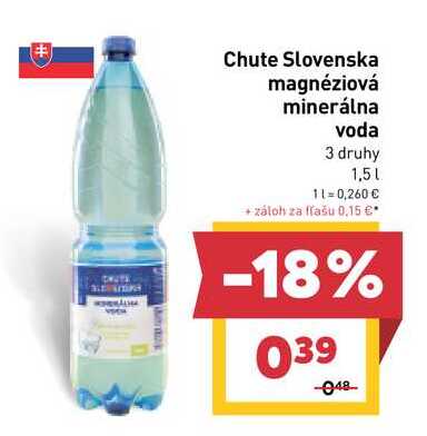 Chute Slovenska magnéziová minerálna voda 3 druhy 1,5l
