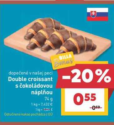 Double croissant s čokoládovou náplňou 74g 