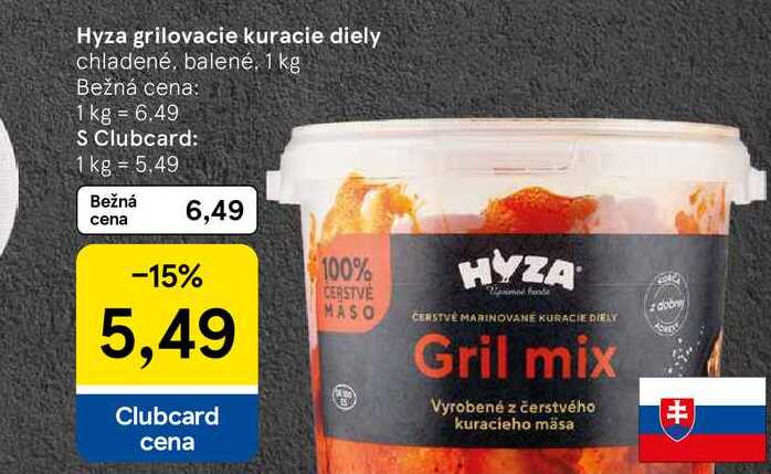 Hyza grilovacie kuracie diely chladené, balené, 1 kg 