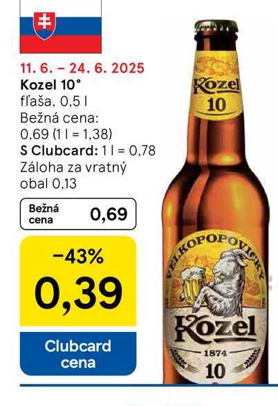 Kozel 10°, 0,5l sklo v akcii