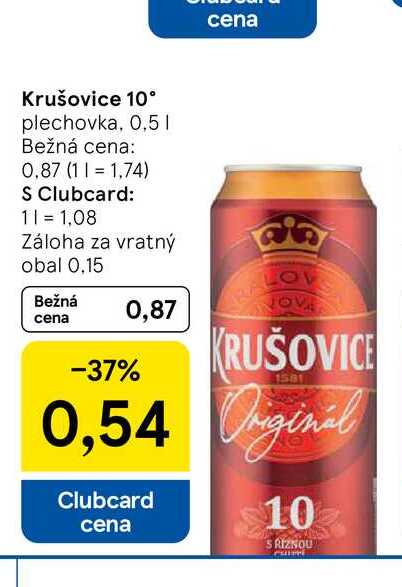 Krušovice 10° plechovka, 0,5l v akcii