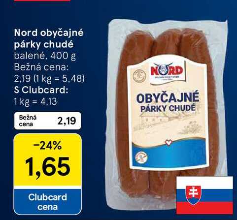 Nord obyčajné párky chudé balené, 400 g 