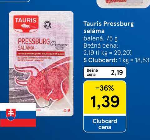 Tauris Pressburg saláma balená, 75 g 