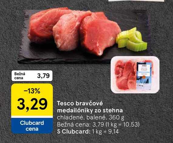 Tesco bravčové medailóniky zo stehna chladené, balené, 360 g 