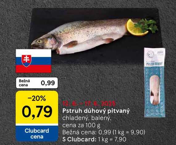 Pstruh dúhový pitvaný chladený, balený 100g