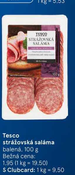 Tesco strážovská saláma balená, 100 g 