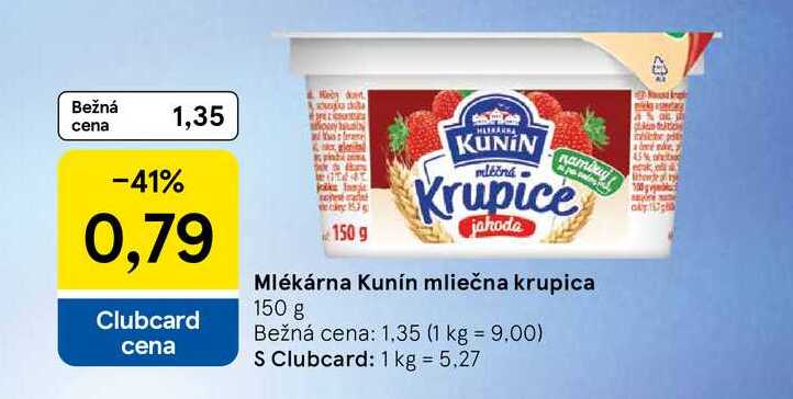 Mlékárna Kunín mliečna krupica 150 g