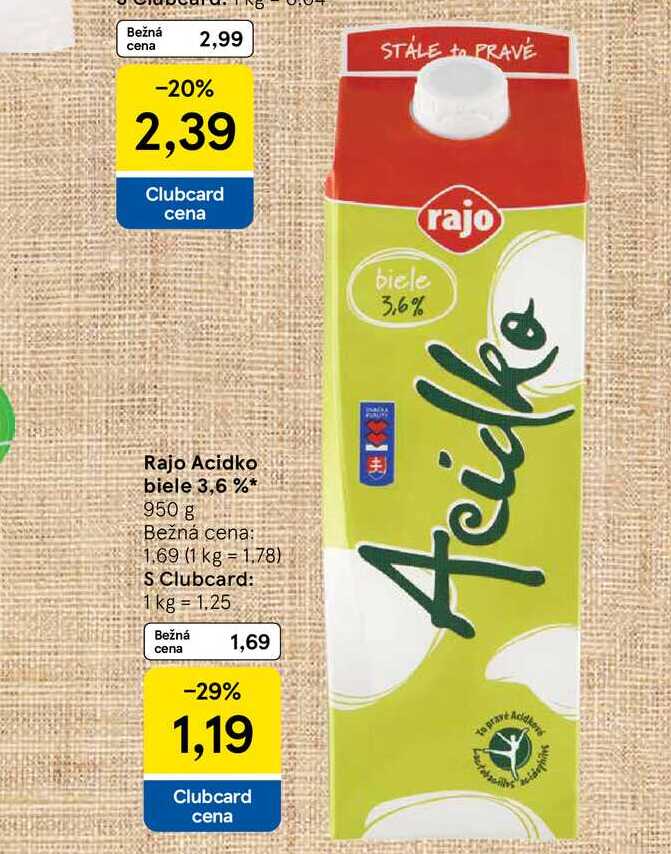 Rajo Acidko biele 3,6 % 950 g 