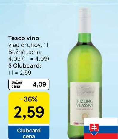 Tesco víno viac druhov 1l