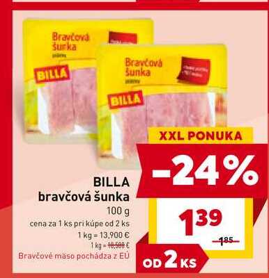 BILLA bravčová šunka 100 g 
