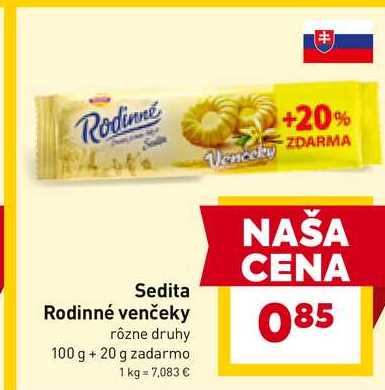 Sedita Rodinné venčeky rôzne druhy 100 g +20 g zadarmo