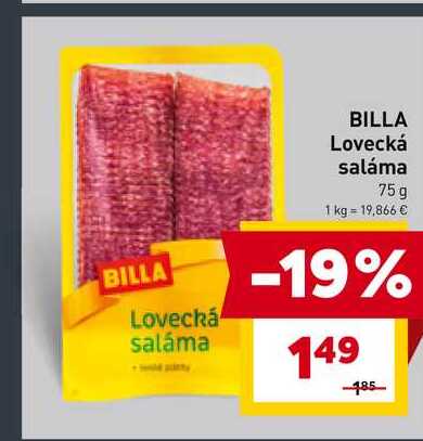 BILLA Lovecká saláma 75g 