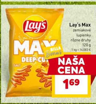 Lay's Max zemiakové lupienky rôzne druhy 120 g 