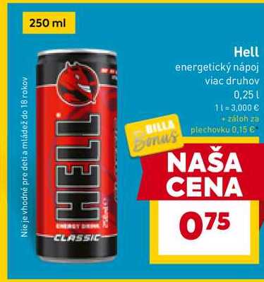 Hell energetický nápoj viac druhov 0,25 l