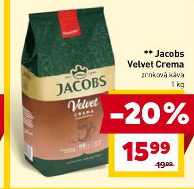 Jacobs Velvet Crema zrnková káva 1 kg 