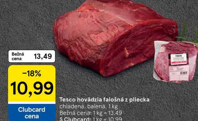 Tesco hovädzia falošná z pliecka chladená, balená, 1 kg
