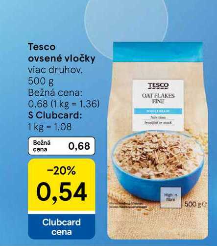 Tesco ovsené vločky viac druhov 500 g 