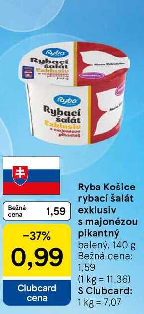 Ryba Košice rybací šalát exklusiv s majonézou -pikantný balený, 140 g