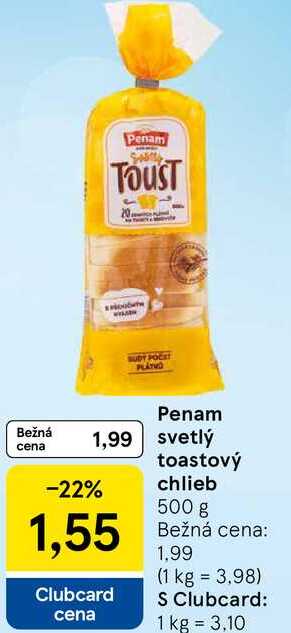 Penam toastový chlieb 500 g 