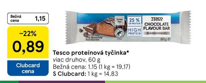 Tesco proteínová tyčinka viac druhov, 60 g