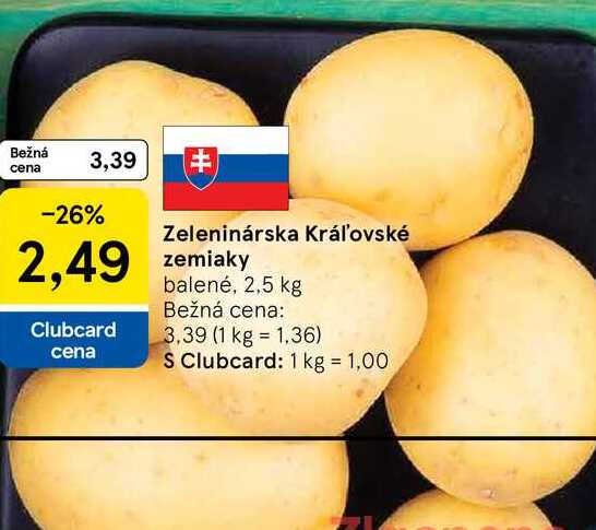 Zeleninárska Kráľovské zemiaky balené, 2,5 kg 