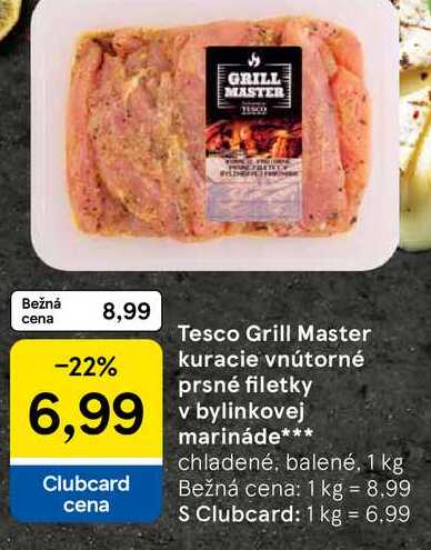 Tesco Grill Master kuracie vnútorné prsné filetky v bylinkovej marináde chladené, balené, 1 kg 