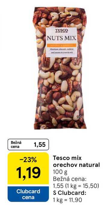Tesco mix orechov natural 100 g 