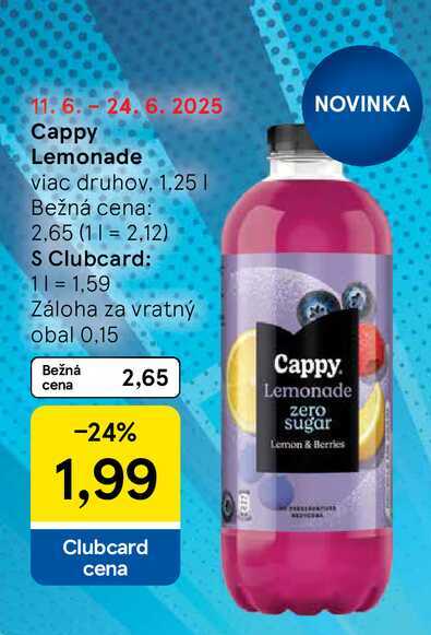Cappy Lemonade viac druhov 1.25 l