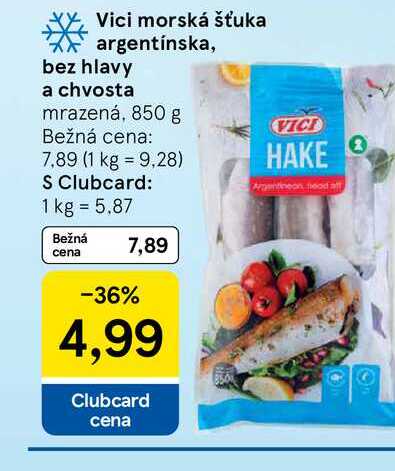 Vici morská šťuka argentínska, bez hlavy a chvosta mrazená, 850 g 