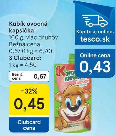 Kubík ovocná kapsička 100 g