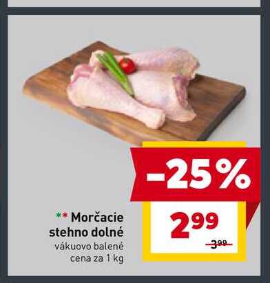 Morčacie stehno dolné vákuovo balené cena za 1 kg