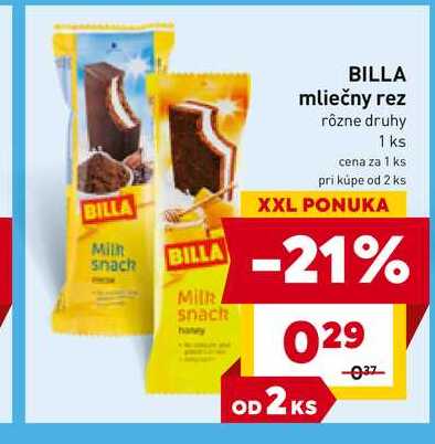BILLA mliečny rez rôzne druhy 1 ks