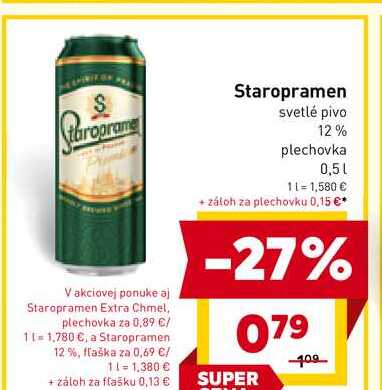 Staropramen svetlé pivo 12% plechovka 0,5l