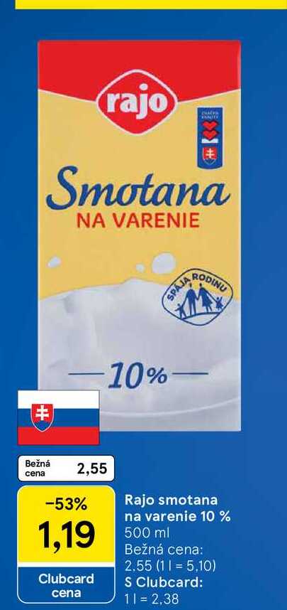 Rajo smotana na varenie 10 % 500 ml 