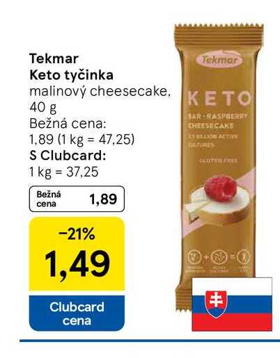 Tekmar Keto tyčinka malinový cheesecake, 40 g 