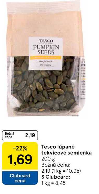Tesco lúpané tekvicové semienka 200g