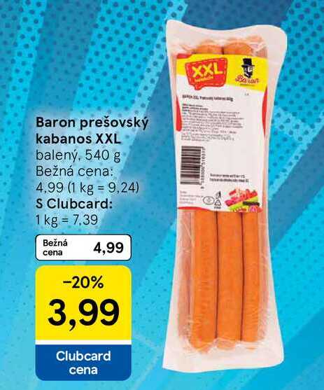 Baron prešovský kabanos XXL balený, 540 g 
