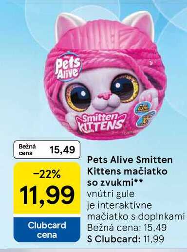 Pets Alive Smitten Kittens mačiatko so zvukmi