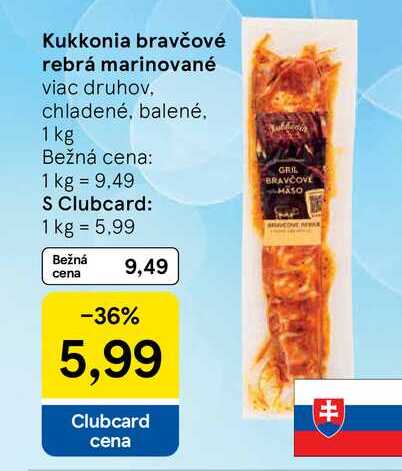 Kukkonia bravčové rebrá marinované viac druhov, chladené, balené. 1 kg
