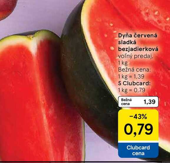 Dyňa červená sladká bezjadierková voľný predaj 1 kg