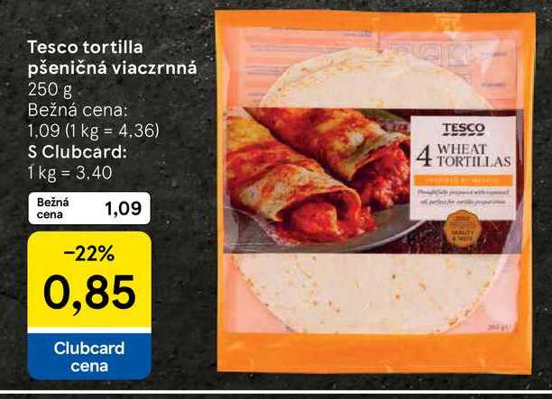 Tesco tortilla pšeničná viaczrnná 250 g 
