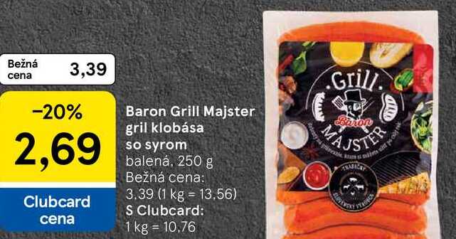 Baron Grill Majster gril klobása so syrom, 250 g