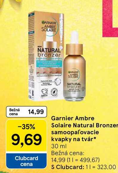 Garnier Ambre Solaire Natural Bronzer samoopaľovacie kvapky na tvár, 30 ml 