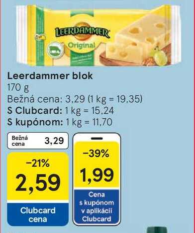 Leerdammer blok, 170 g 