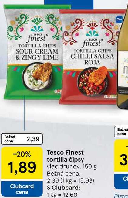 Tesco Finest tortilla čipsy, 150 g