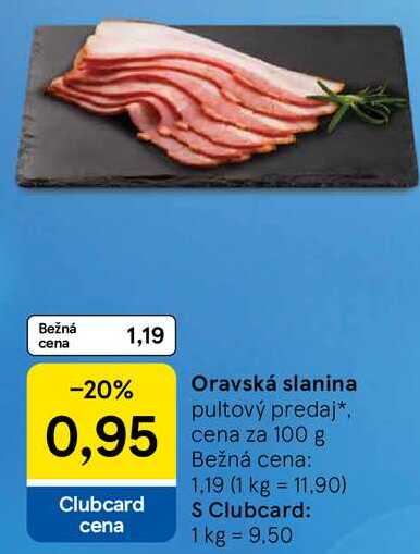 Oravská slanina, cena za 100 g