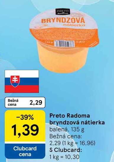 Preto Radoma bryndzová nátierka, 135 g